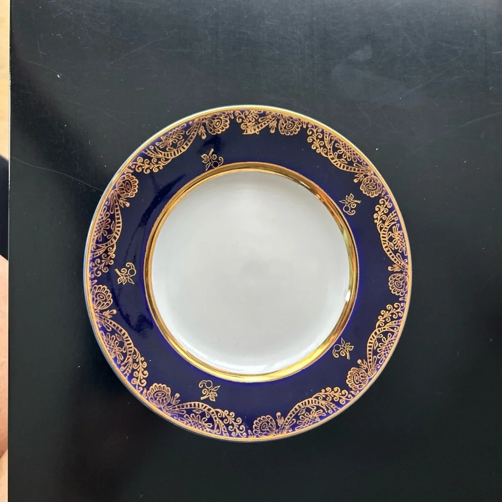 Lomonsov Plate Made USSR Cobalt Blue And Gold Elegant